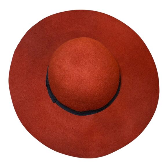Adora Wide Brim Floppy Wool Felt Hat Rust Red Burnt Orange Boho Chic New NWT - Picture 3 of 7